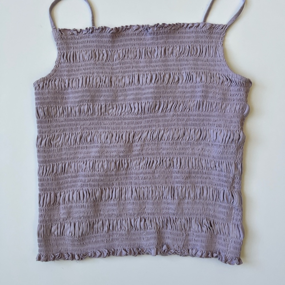 H&M Smocked Lilac Spaghetti Strap Tank Top